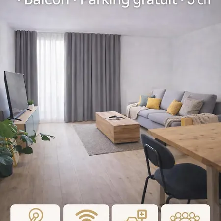 Apartment Cosy 8 Pers Balcon Parking Gratuit 3 Ch Mulhouse